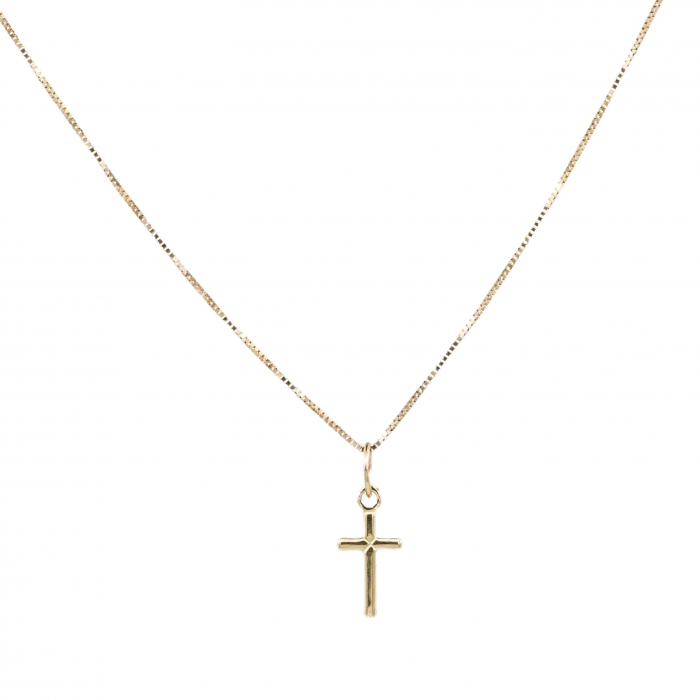 Lant cubic din Aur 14k cu pandantiv Cruce AU0155 [1]