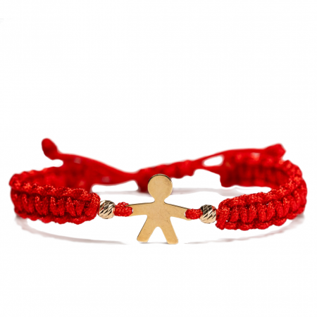 Bratari Aur - Bebelusi - Bratara aur copii cu Baietel si 2 bile de Aur 14k Handmade-AU0050