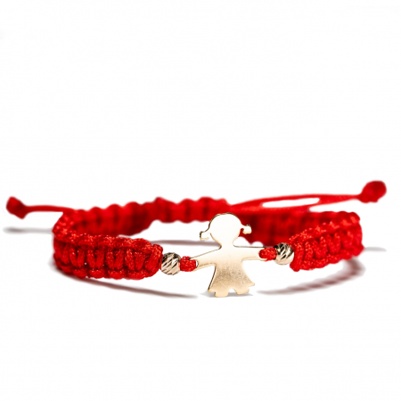 Bratari Aur - Bebelusi - Bratara aur copii cu Fetita si 2 bile de Aur 14k Handmade-AU0051