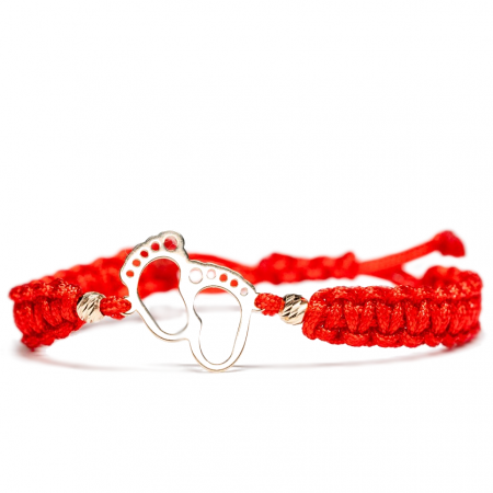 Bratari Aur - Bebelusi - Bratara aur copii cu Picioruse si 2 bile de Aur 14k Handmade-AU0052