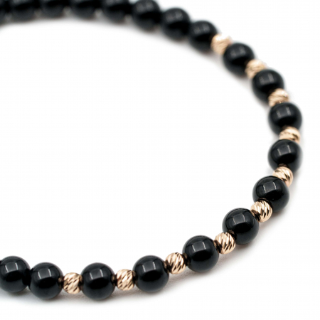 Bratara cu bile de Aur 14k si pietre semipretioase Onix negru AU0099 [2]