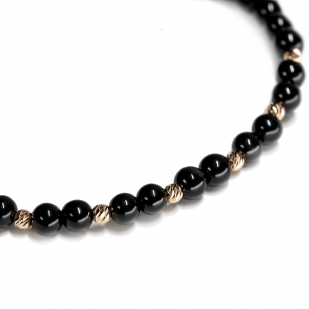 Bratara cu 10 bile de Aur 14k si pietre semipretioase Onix negru AU0041 [2]