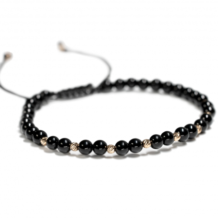 Bratara cu 10 bile de Aur 14k si pietre semipretioase Onix negru AU0041 [1]