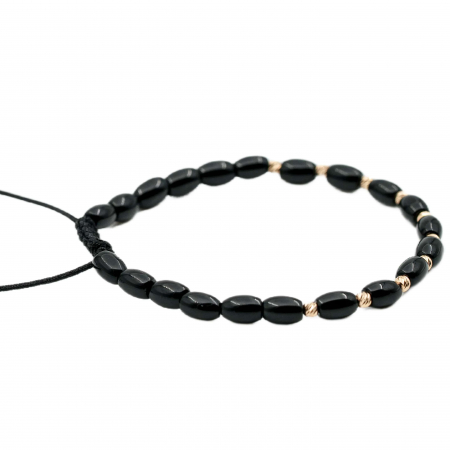 Bratara cu bile de Aur 14k si pietre semipretioase Onix tuburi AU0119 [1]