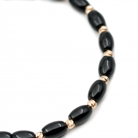 Bratara cu bile de Aur 14k si pietre semipretioase Onix tuburi AU0119 [2]