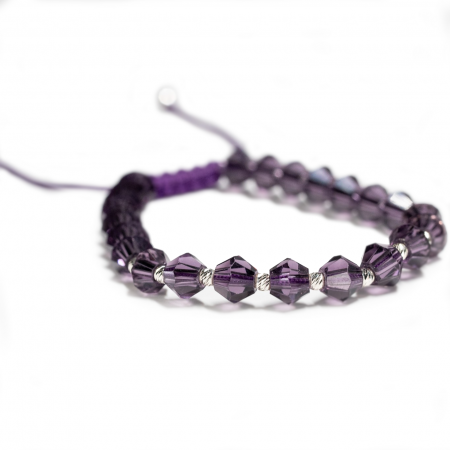 Bratara Argint 925 cu 12 bile si cristale sticla mov Handmade-AG0002 [1]