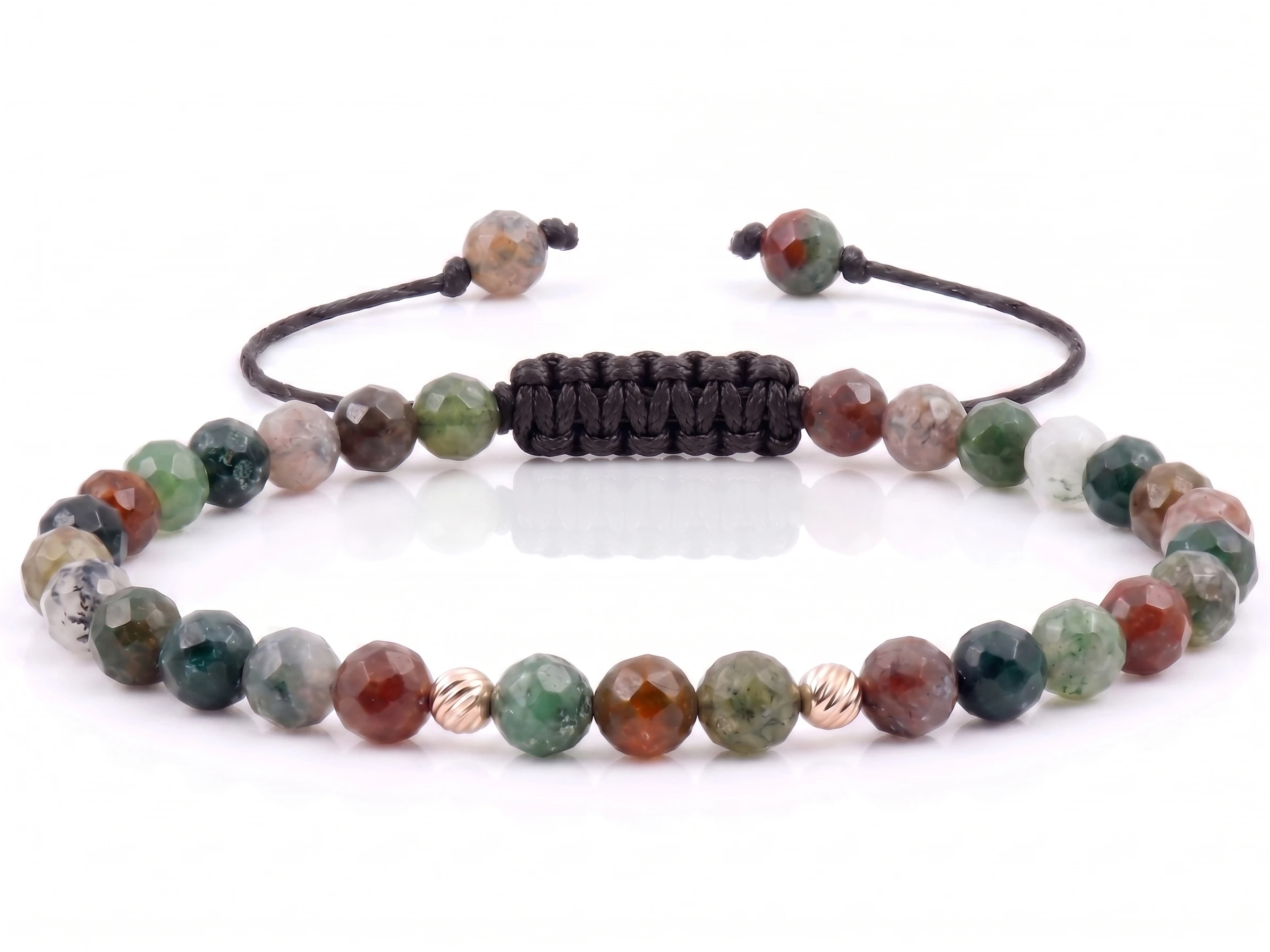 Bijuterii handmade - Bratara cu 2 bile de Aur 14k si Agat indian