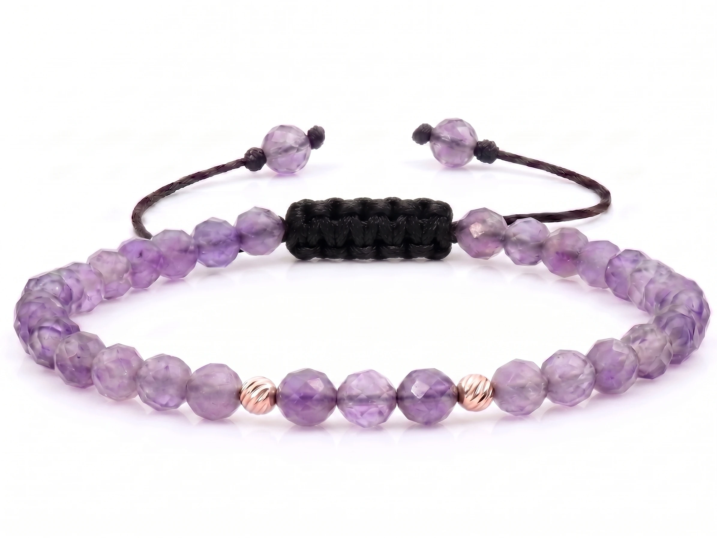 Bijuterii handmade - Bratara cu 2 bile de Aur 14k si Ametist