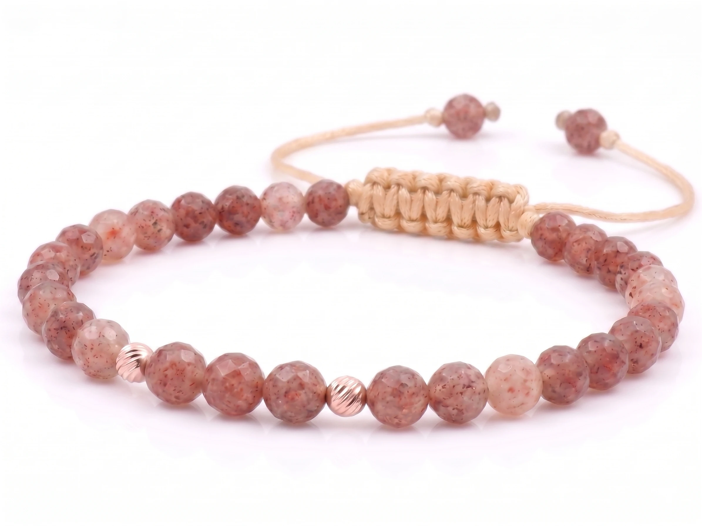 Bratara cu 2 bile de Aur 14k si Cuart Cherry [1]