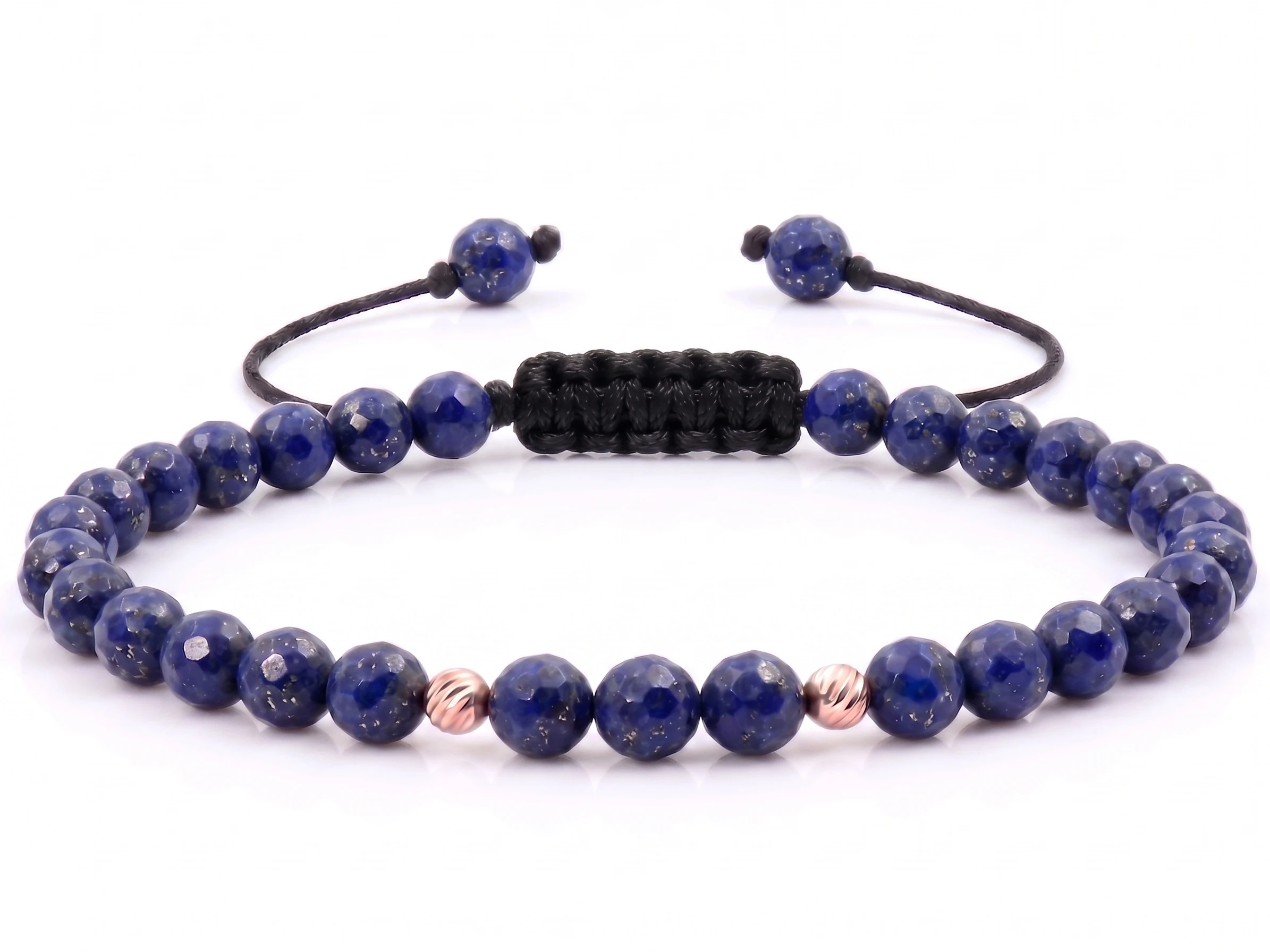Bijuterii handmade - Bratara cu 2 bile de Aur 14k si Lapis-Lazuli fatetat