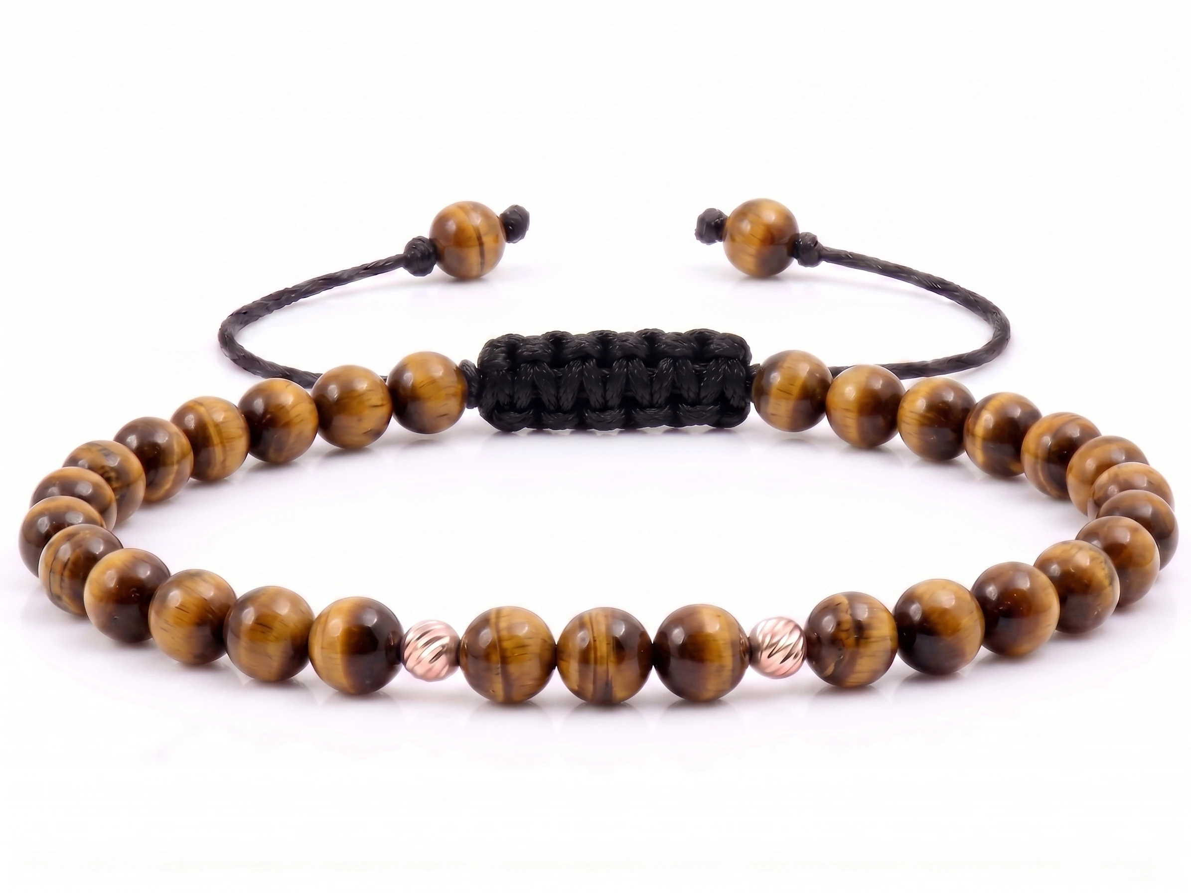 Bijuterii handmade - Bratara cu 2 bile de Aur 14k si Ochi de tigru