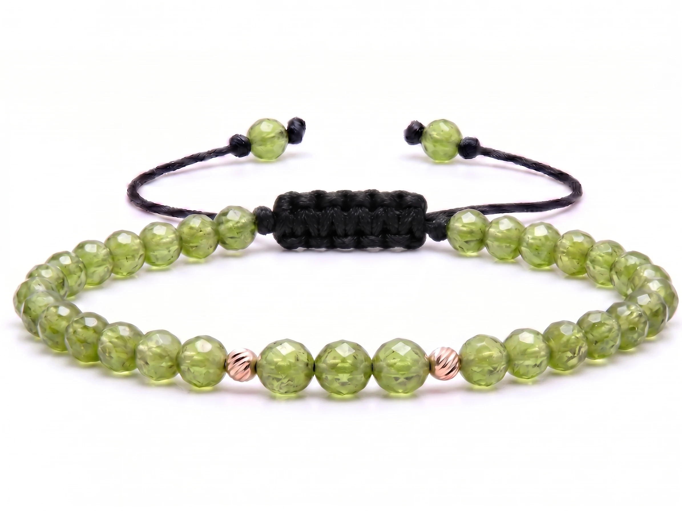 Bijuterii handmade - Bratara cu 2 bile de Aur 14k si Peridot