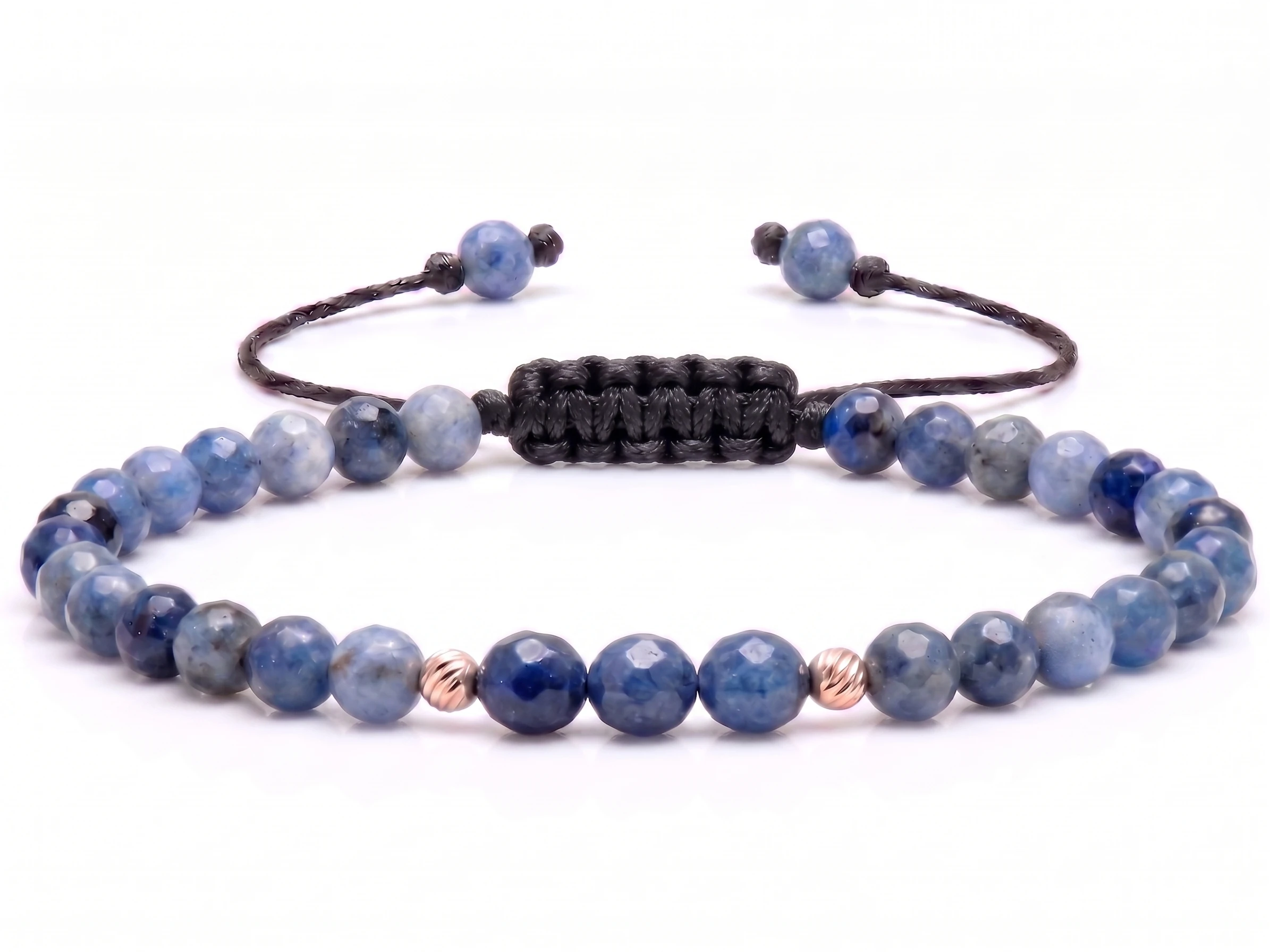 Bijuterii handmade - Bratara cu 2 bile de Aur 14k si Sodalit