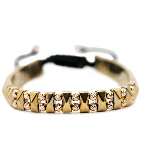 Bratari cu bile de Aur - Bratara cu bile de Aur 14k si pietre semipretioase Hematit auriu AU0129
