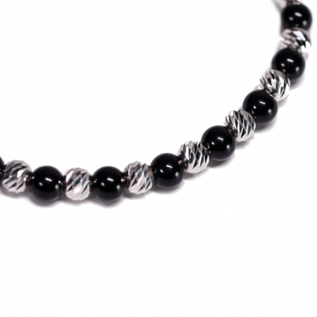Bratara Argint 925 cu 22 de bile si pietre semipretioase Onix Handmade-AG0014 [2]