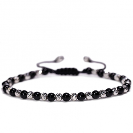 Bijuterii Handmade - Bratara Argint 925 cu 22 de bile si pietre semipretioase Onix Handmade-AG0014