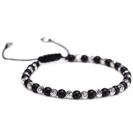 Bratara Argint 925 cu 22 de bile si pietre semipretioase Onix negru mat Handmade-AG0015 [1]