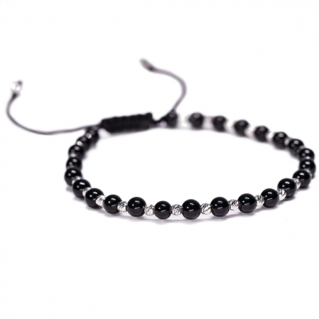 Bratara Argint 925 cu 26 de bile si pietre semipretioase Onix negru Handmade-AG0013 [1]