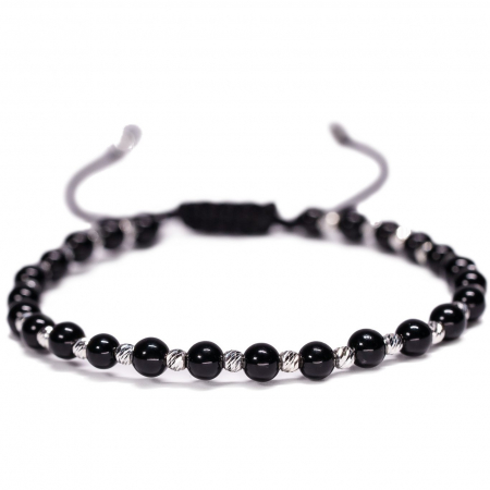 Bijuterii Handmade - Bratara Argint 925 cu 26 de bile si pietre semipretioase Onix negru Handmade-AG0013