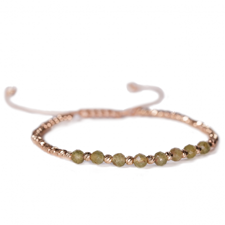 Bratari cu bile de Aur - Bratara cu 55 de bile de Aur 14k si pietre semipretioase Peridot sfere fatetate AU0003