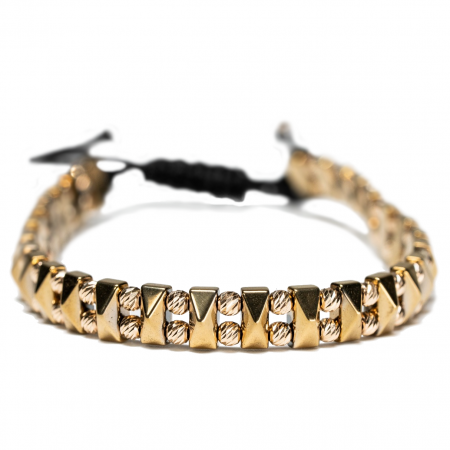 Bratari cu bile de Aur - Bratara cu 58 de bile de Aur 14k si pietre semipretioase Hematit auriu AU0002