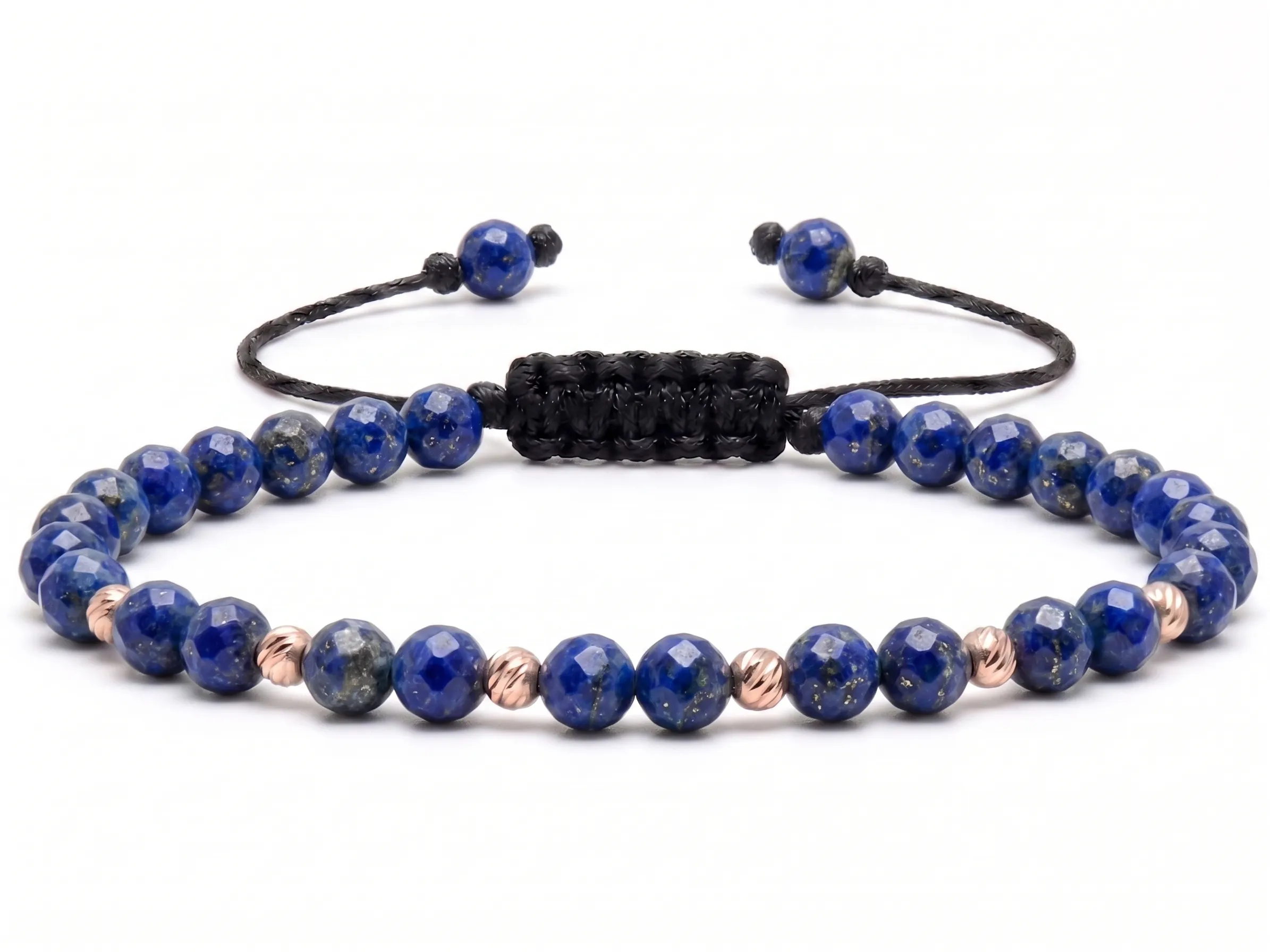 Bijuterii handmade - Bratara cu 6 bile de Aur 14k si Lapis-Lazuli fatetat