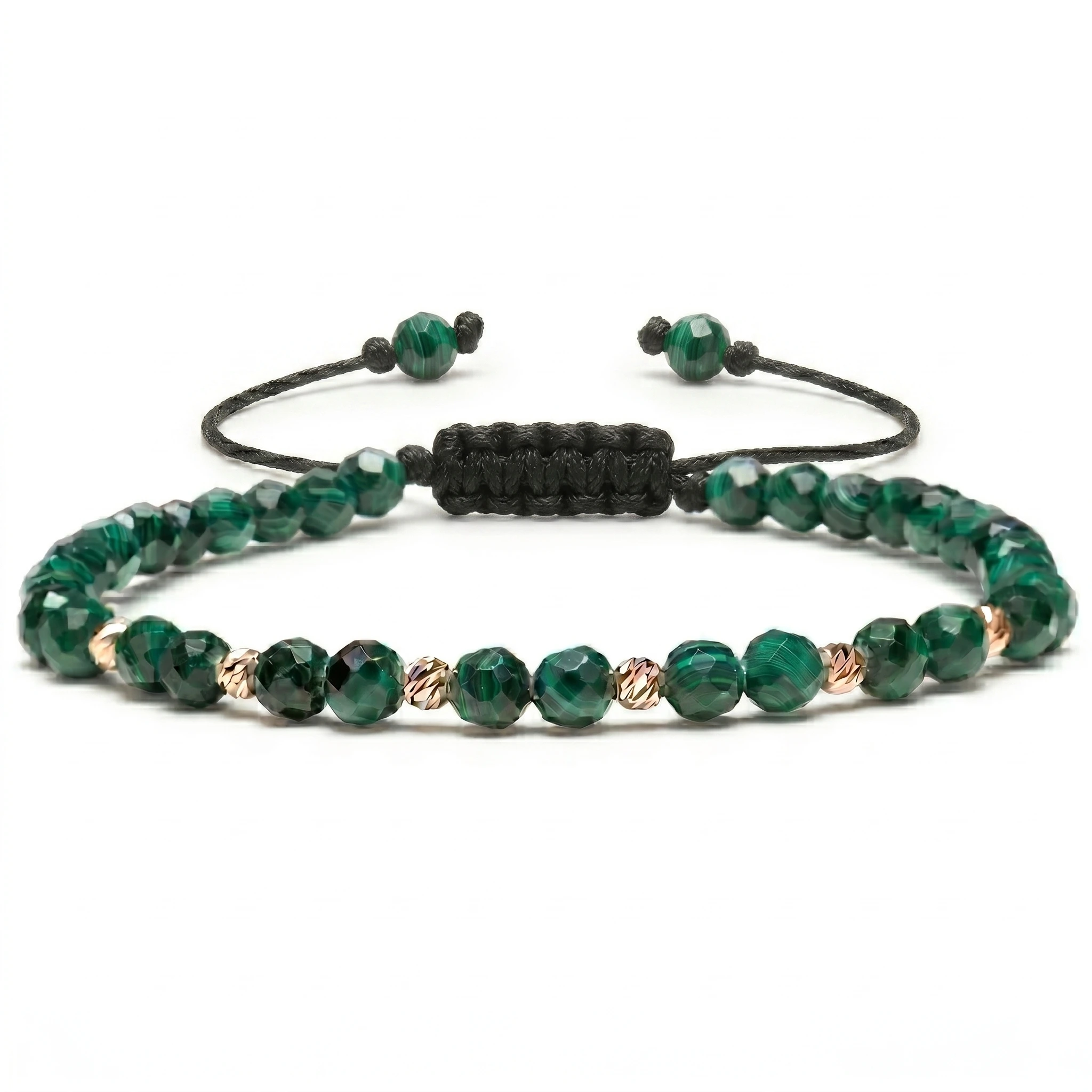 Bratara cu 6 bile de Aur 14k si pietre semipretioase Malachit – AU0198 [0]