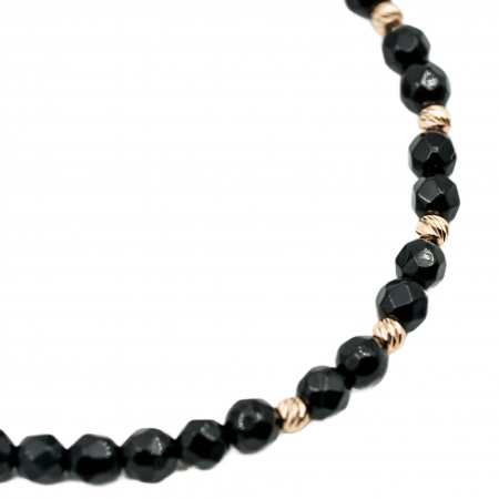 Bratara cu bile de Aur 14k si pietre semipretioase Onix sfere fatetate AU0107 [2]