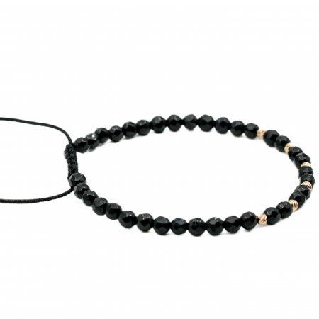 Bratara cu bile de Aur 14k si pietre semipretioase Onix sfere fatetate AU0107 [1]