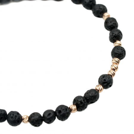 Bratara cu 9 bile de Aur 14k si pietre semipretioase Lava AU0092 [2]