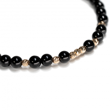Bratara cu 9 bile de Aur 14k si pietre semipretioase Onix negru AU0031 [2]