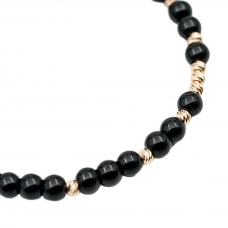 Bratara cu 9 bile de Aur 14k si pietre semipretioase Onix AU0094 [2]