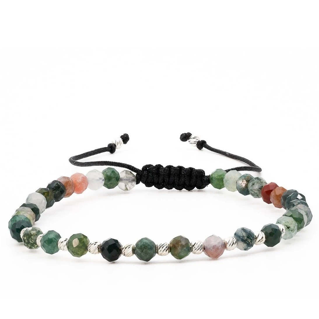 Bijuterii Handmade - Bratara cu bile de Argint 925 si Agat Indian sfere fatetate – AG0024