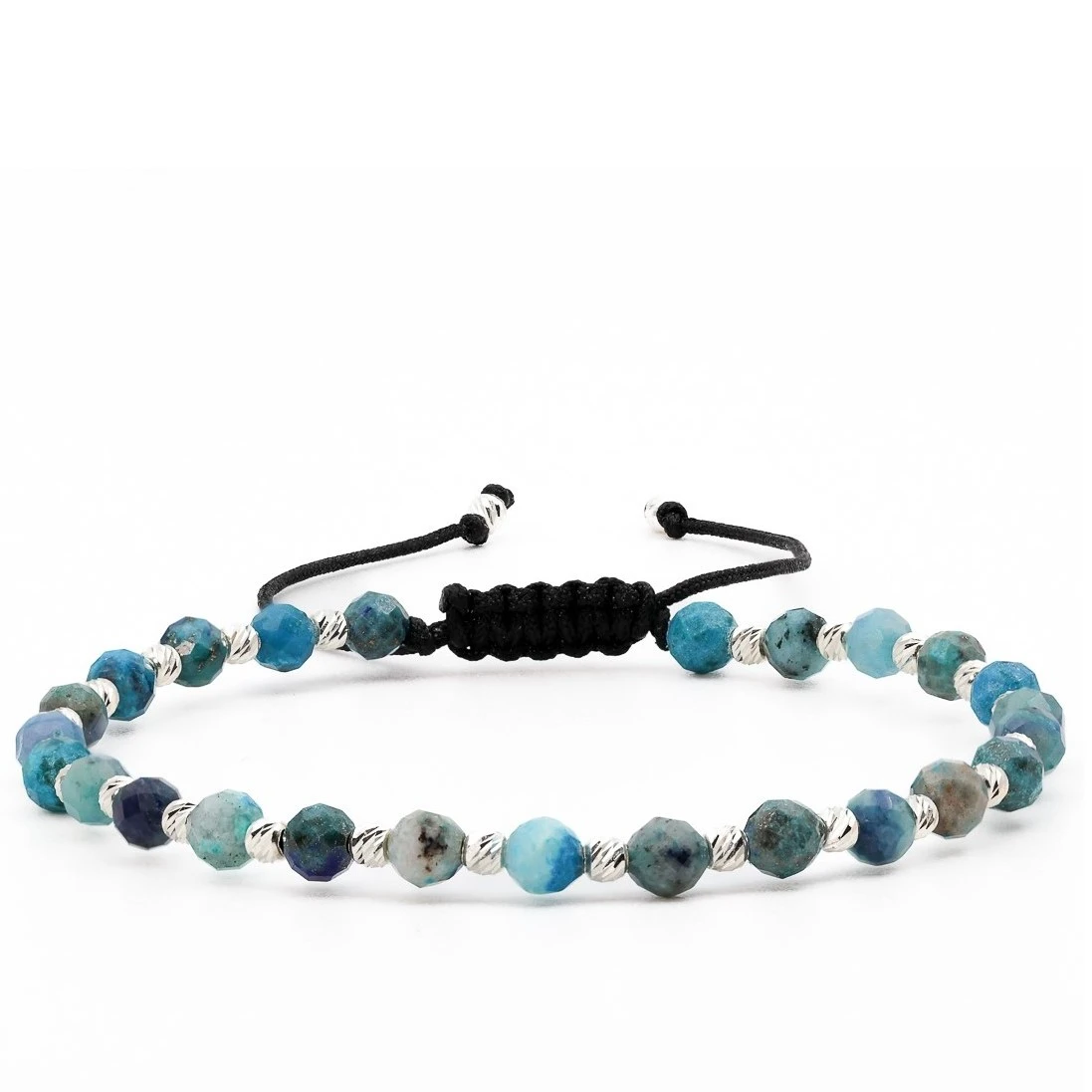 Bijuterii Handmade - Bratara cu bile de Argint 925 si Crisocola sfere fatetate – AG0049