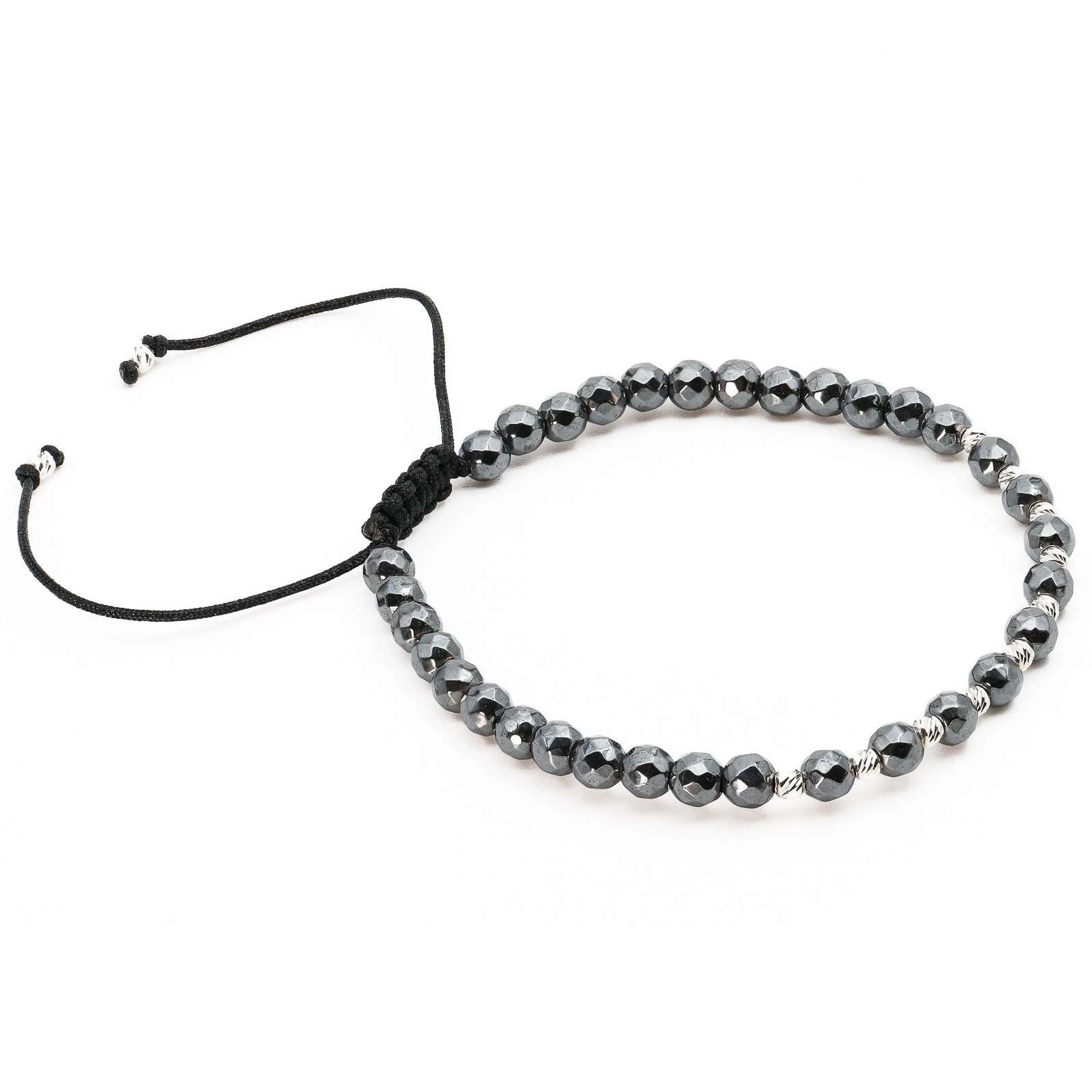 Bratara cu bile de Argint 925 si Hematit sfere fatetate – AG0032 [1]