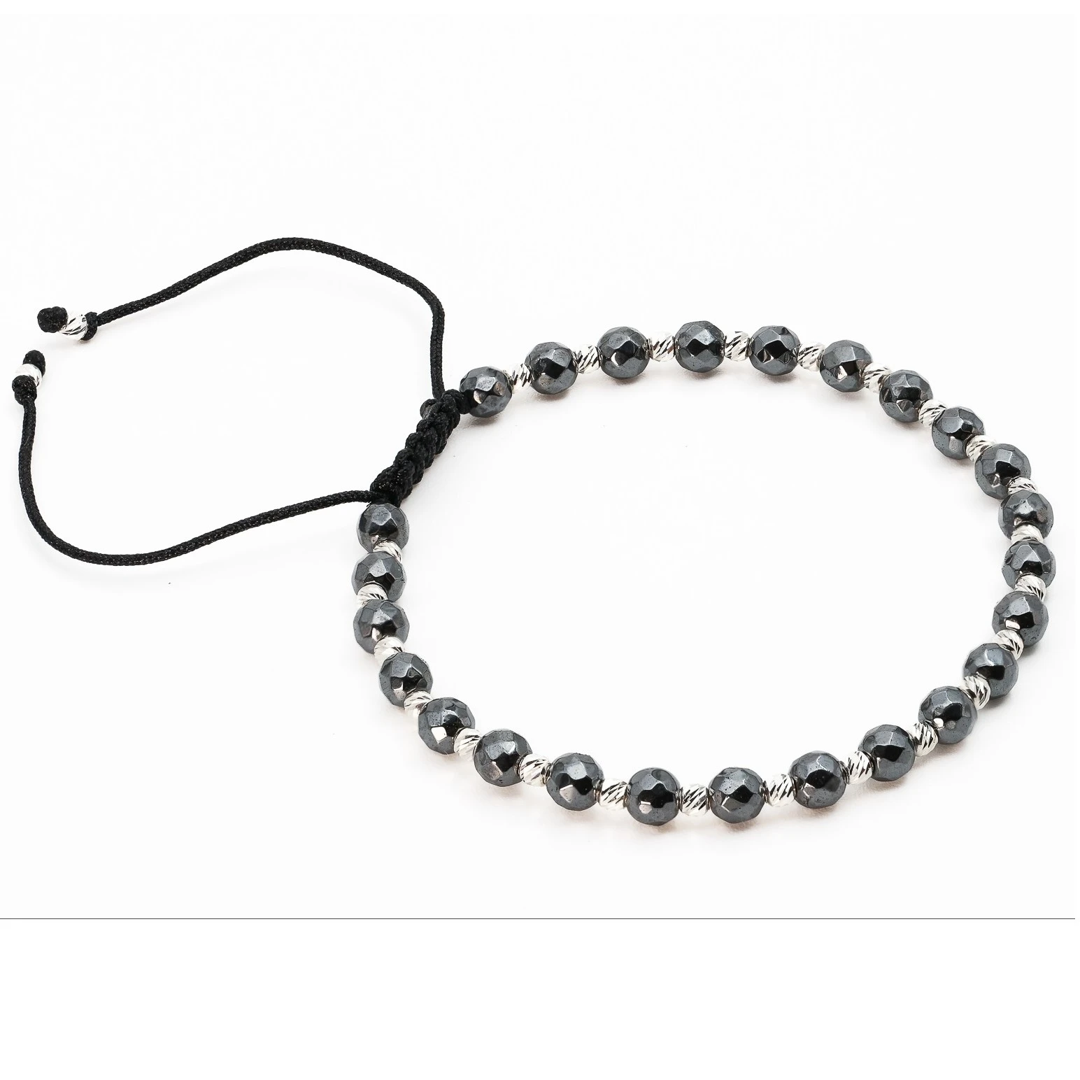 Bratara cu bile de Argint 925 si Hematit sfere fatetate – AG0038 [1]