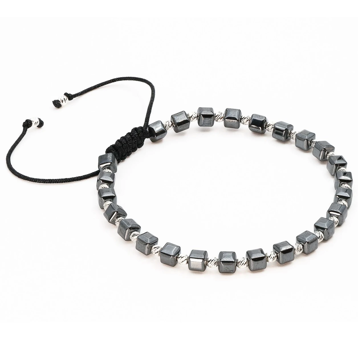 Bratara cu bile de Argint 925 si Hematit cuburi – AG0050 [1]