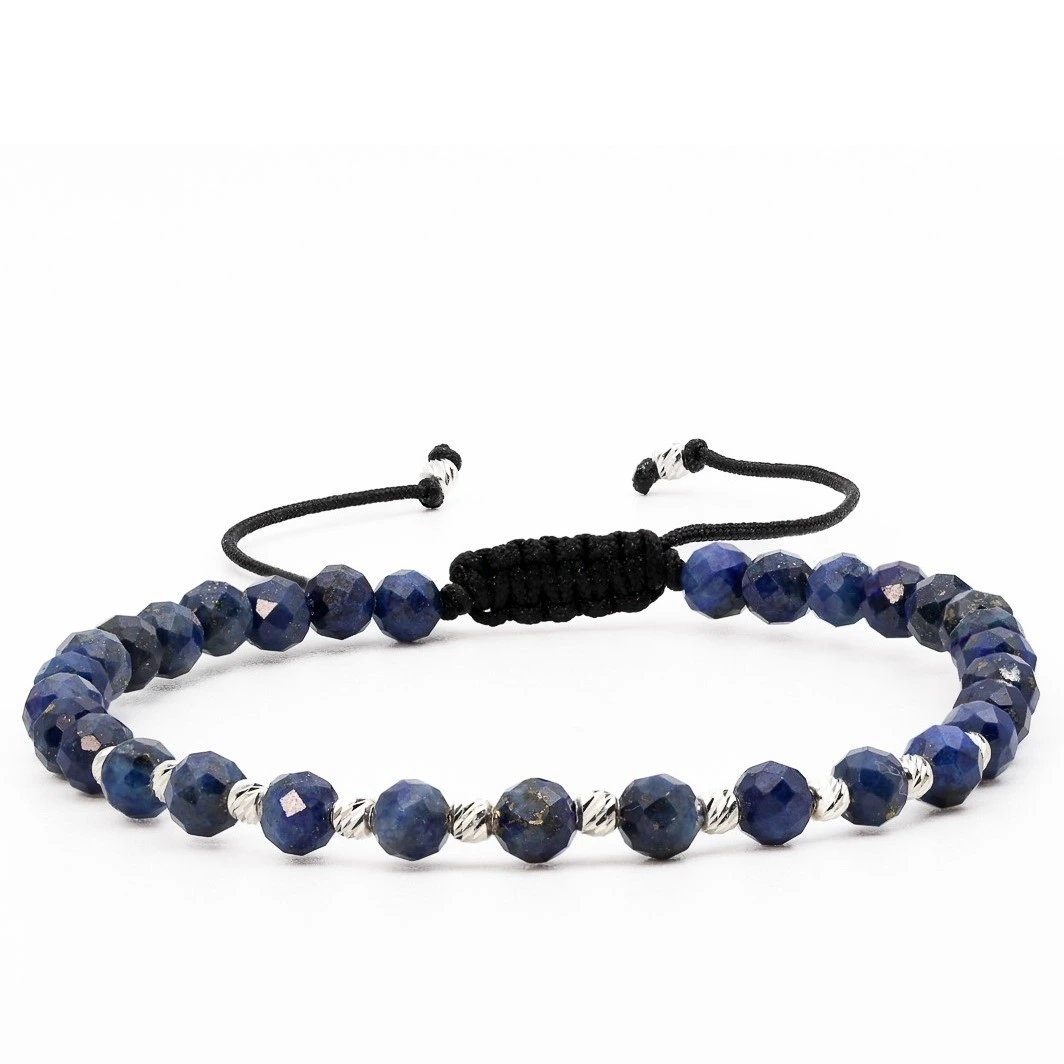 Bratari cu bile de Argint - Bratara cu bile de Argint 925 si Lapis-Lazuli sfere fatetate – AG0020