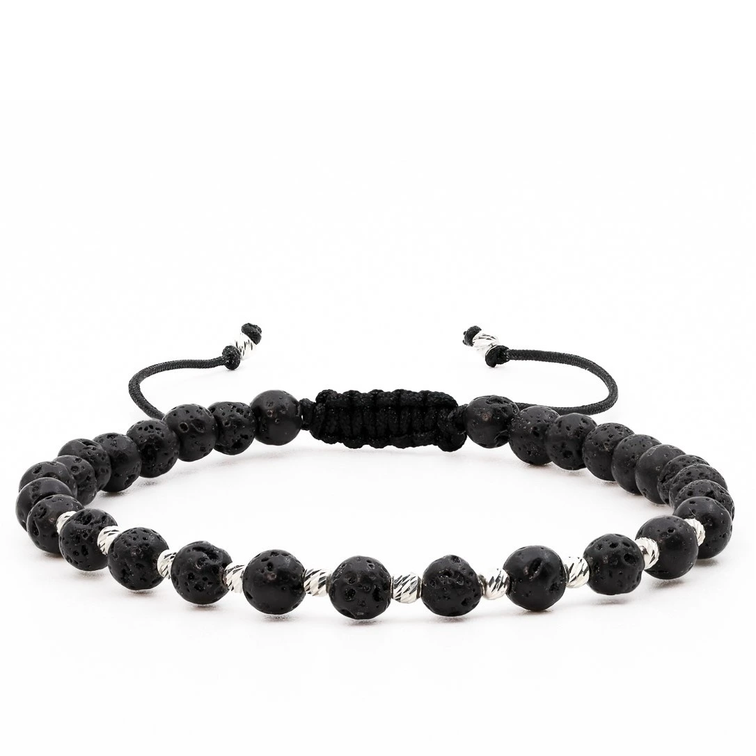 Bratari cu bile de Argint - Bratara cu bile de Argint si Lava – AG0028
