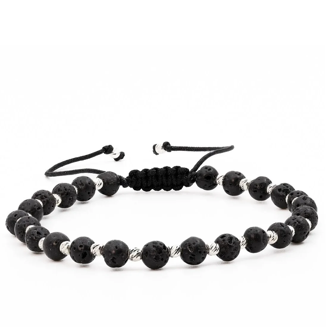 Bratari cu bile de Argint - Bratara cu bile de Argint 925 si Lava – AG0037
