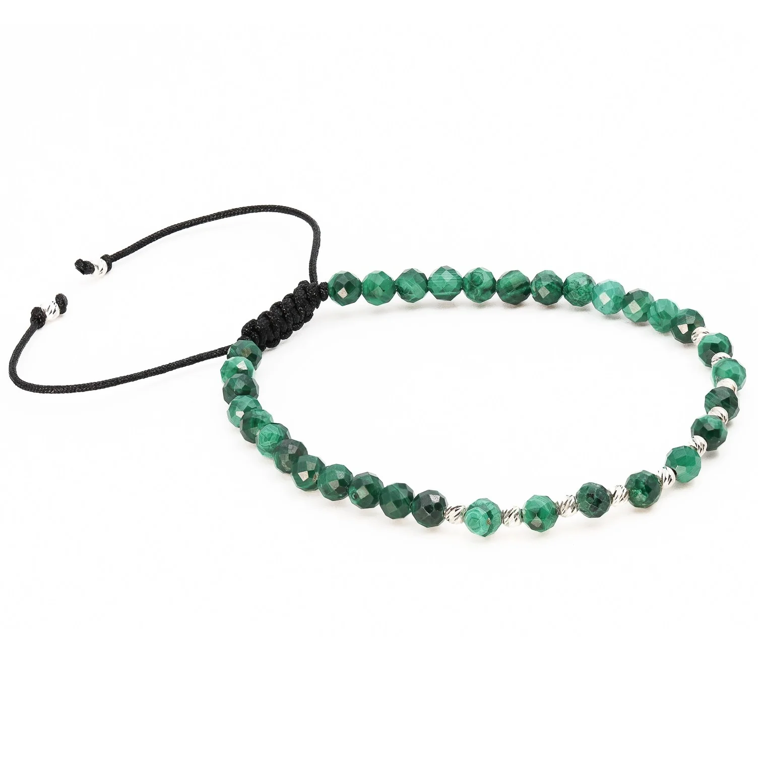 Bratara cu bile de Argint 925 si Malachit sfere fatetate – AG0016 [1]