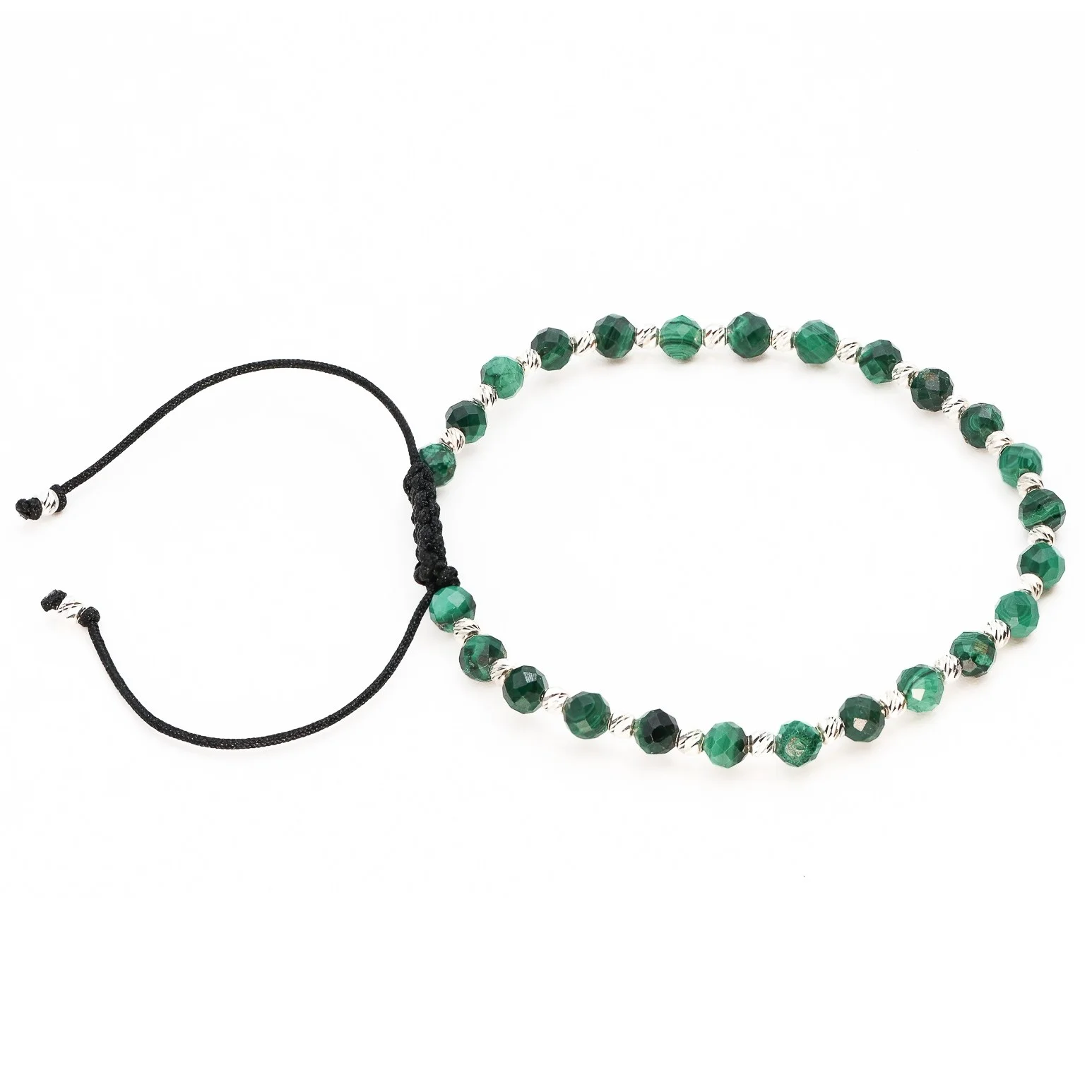 Bratara cu bile de Argint 925 si Malachit sfere fatetate – AG0040 [1]