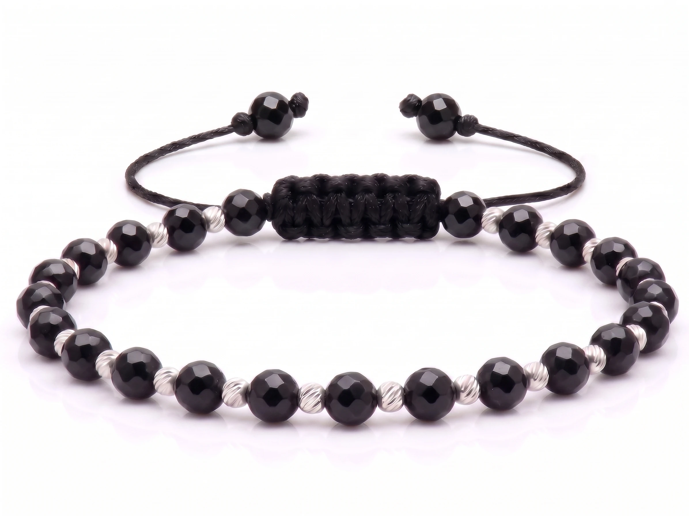 Bijuterii handmade - Bratara cu bile de Argint 925 si Onix fatetat