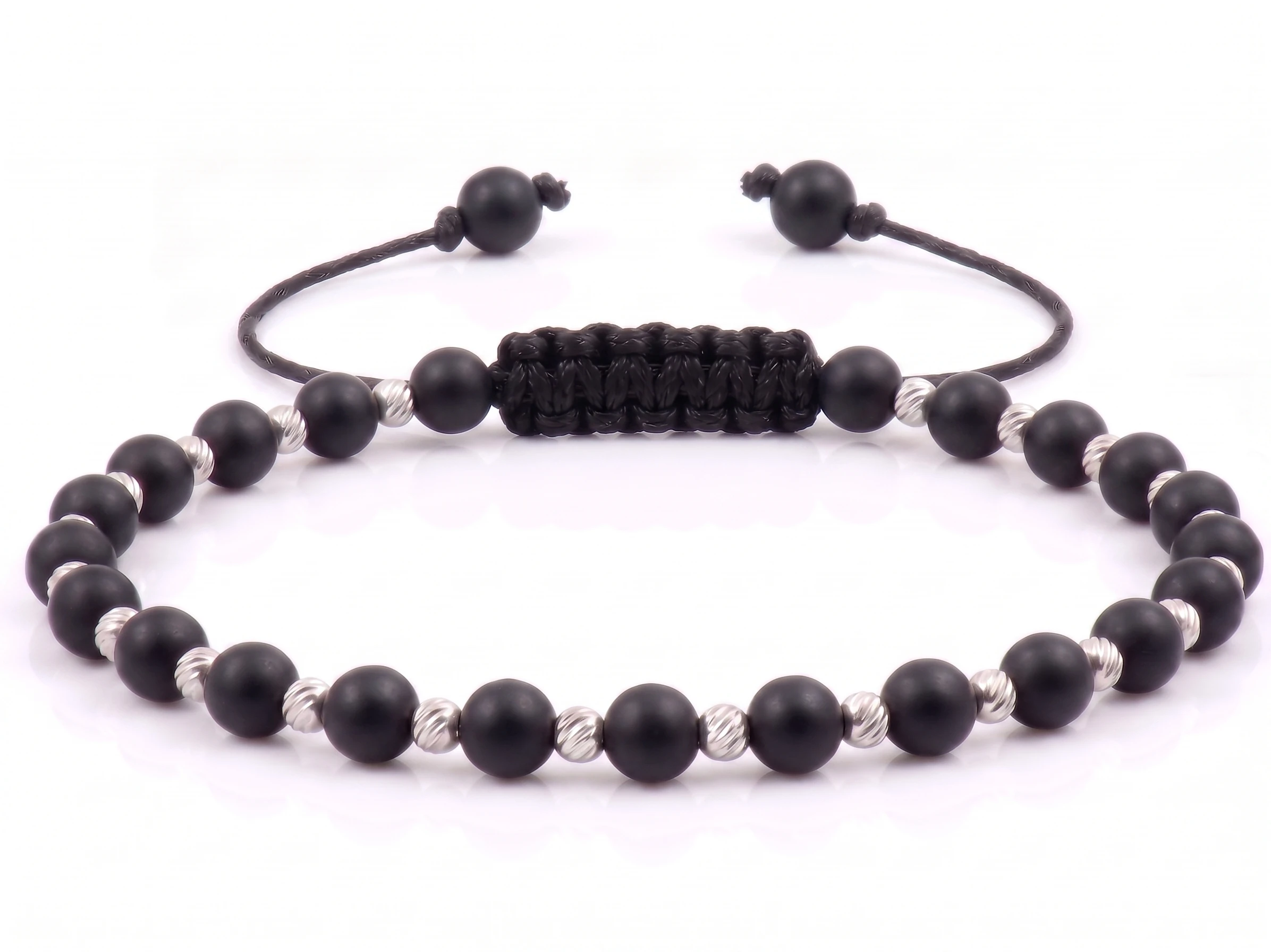 Bijuterii handmade - Bratara cu bile de Argint 925 si Onix mat