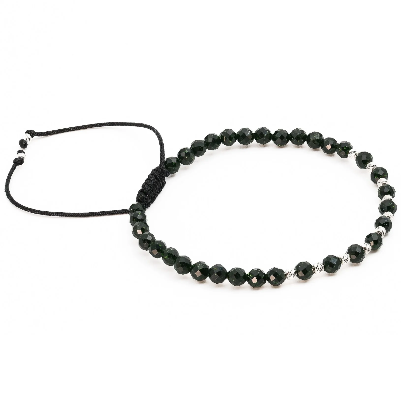 Bratara cu bile de Argint 925 si Piatra Soarelui verde sfere fatetate – AG0029 [1]