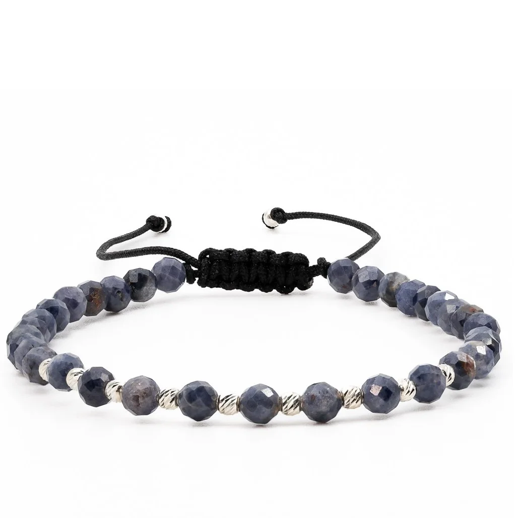 Bratari cu bile de Argint - Bratara cu bile de Argint 925 si Safir sfere fatetate – AG0019