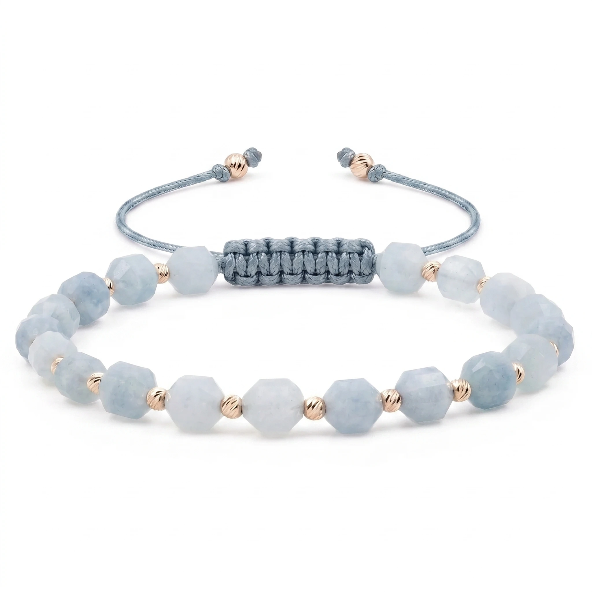 Bijuterii handmade - Bratara cu 20 de bile de Aur 14k si Acvamarin