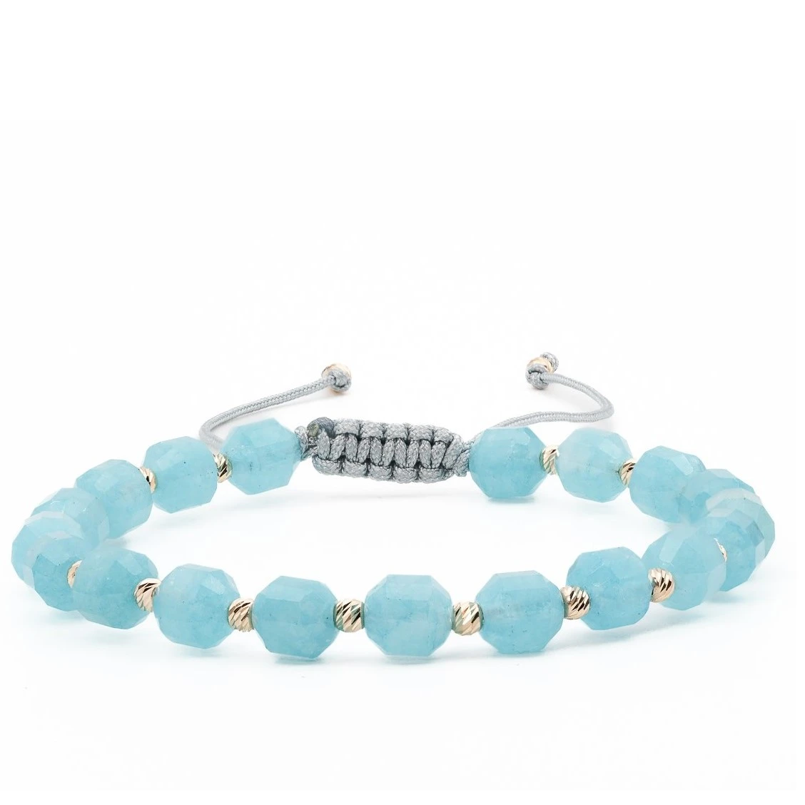 Bratari cu bile de Aur - Bratara cu bile de Aur 14k si Cuart albastru – AU0188