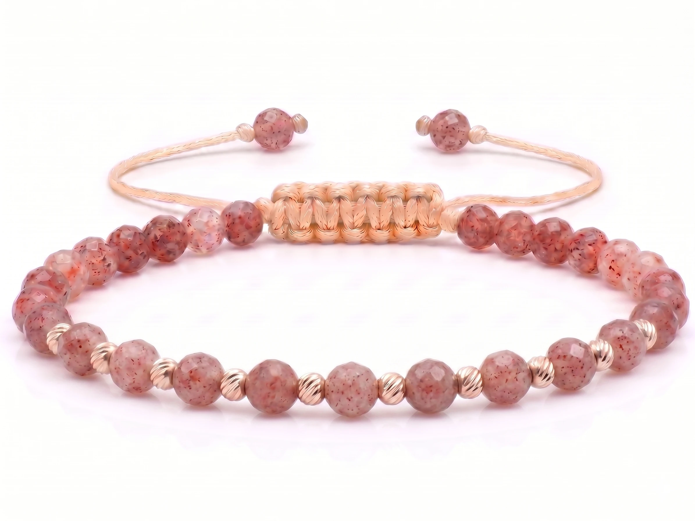 Bijuterii handmade - Bratara cu 10 bile de Aur 14k si Cuart cherry