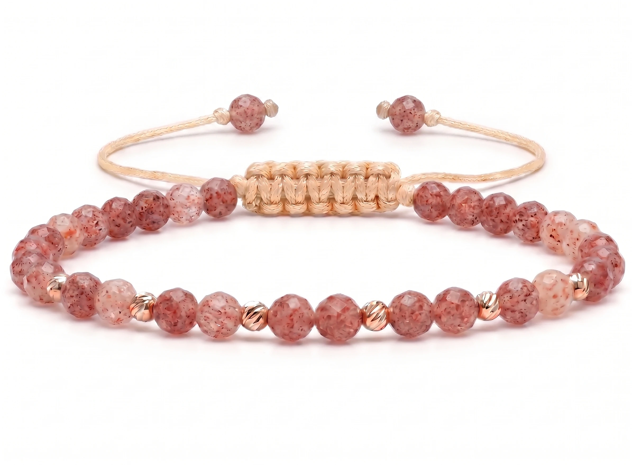 Bijuterii handmade - Bratara cu 6 bile de Aur 14k si Cuart cherry
